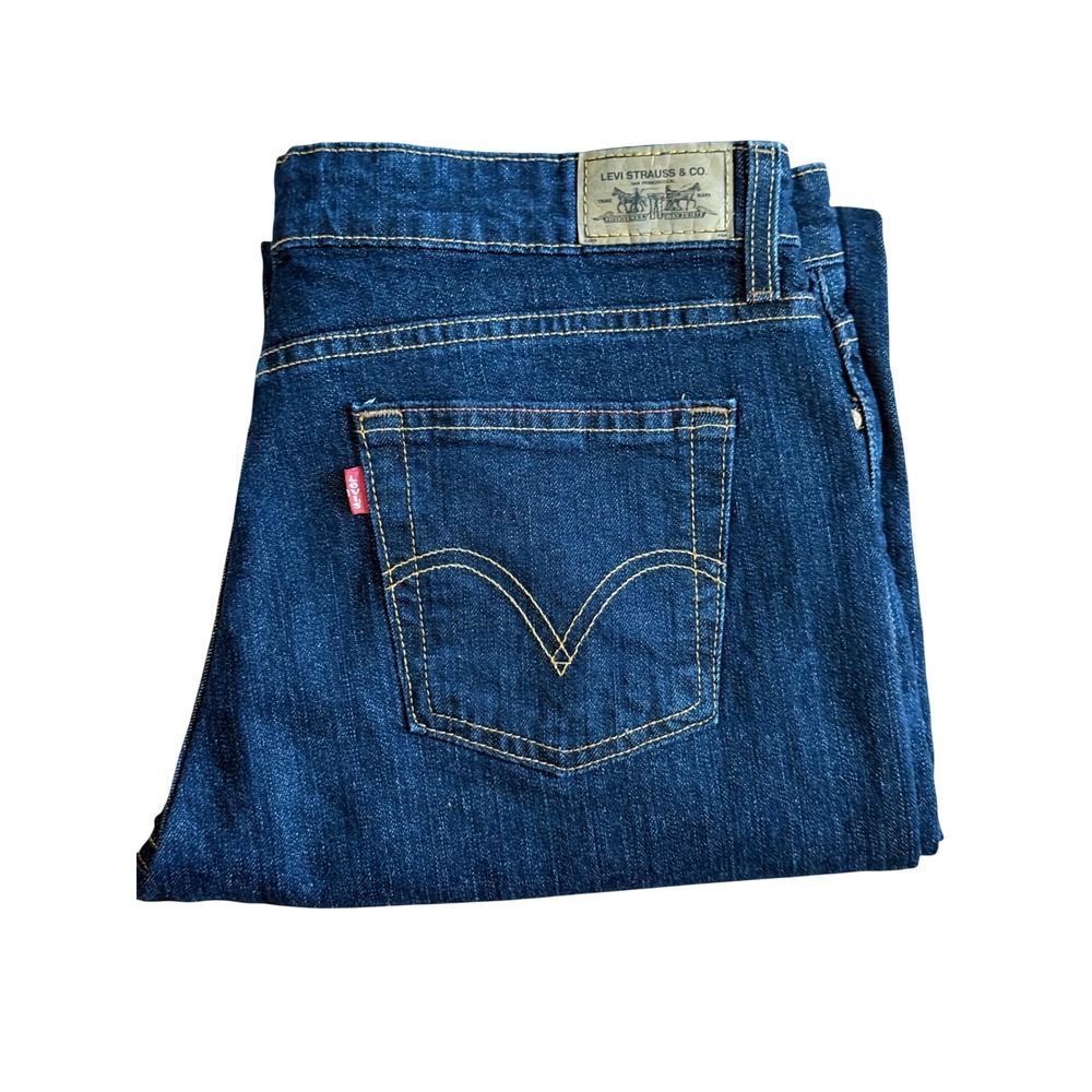 Levi's 515 Bootcut Jeans Womens 14 M Dark Wash Blue Excellent Stretch Denim